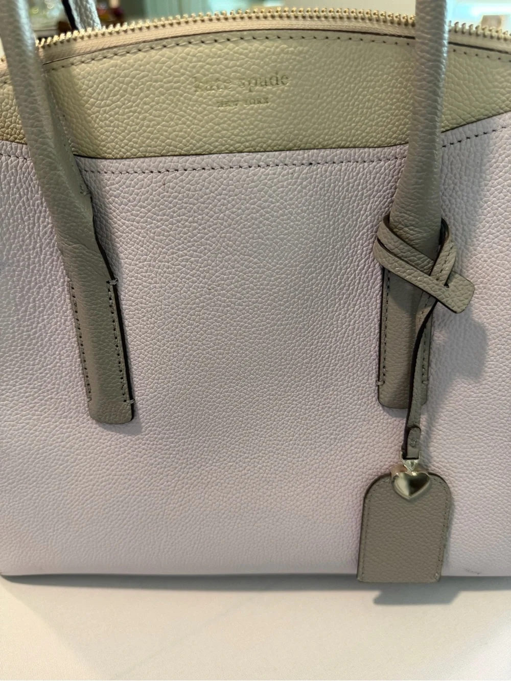 Kate Spade New York Leather Handbag Crossbody Taupe Gray